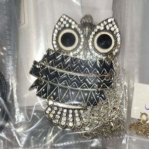 Silver and Black Owl Pendant